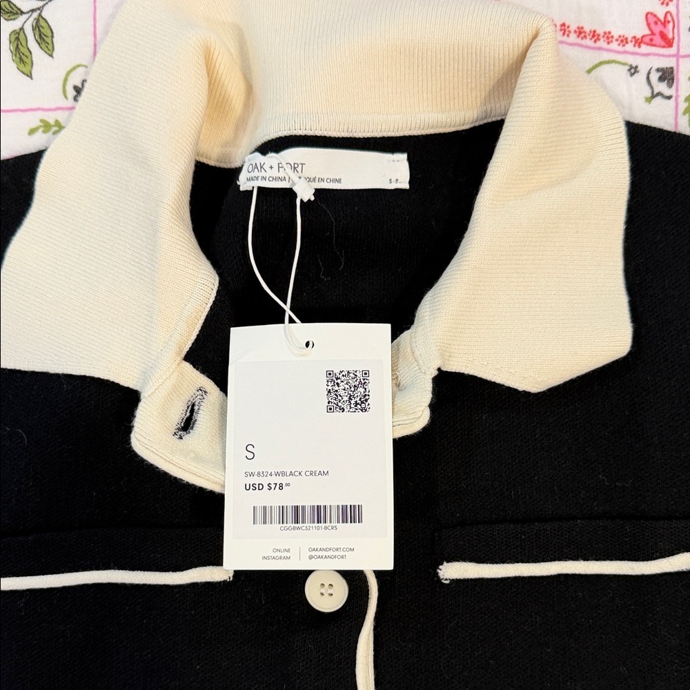 OAK + FORT Two-Tone Collared Top - Picture 3 of 8